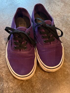 Vans Purple Canvas Sneakers with Black Iridescent Eyelets and Black Laces